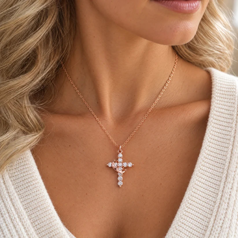 Kors & Krona Halsband i roséguld buret